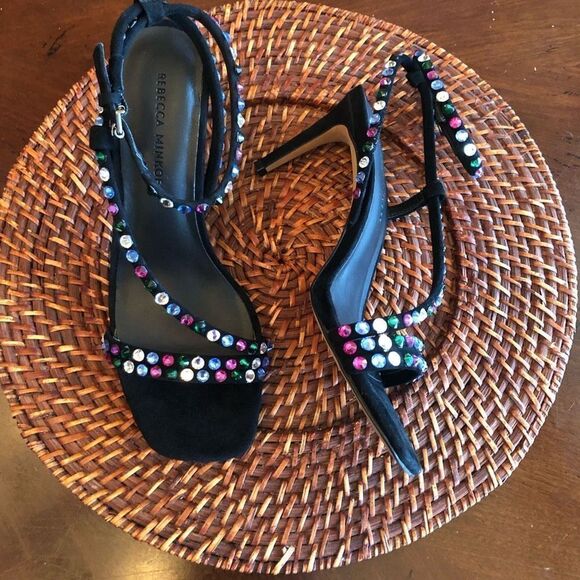 REBECCA MINKOFF - 🎉HP🎉 L Sz 6.5 (37) Nanine Suede & Crystal 3” Heels NEW IN BOX! - Picture 11 of 16